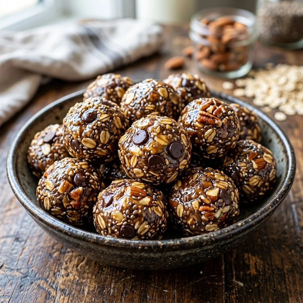 Homemade Protein Energy Bites made from natural ingredients for healthy snacking.