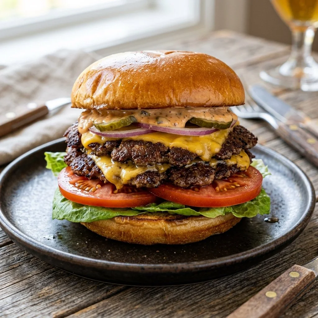Delicious protein-packed smash burgers cooked to perfection