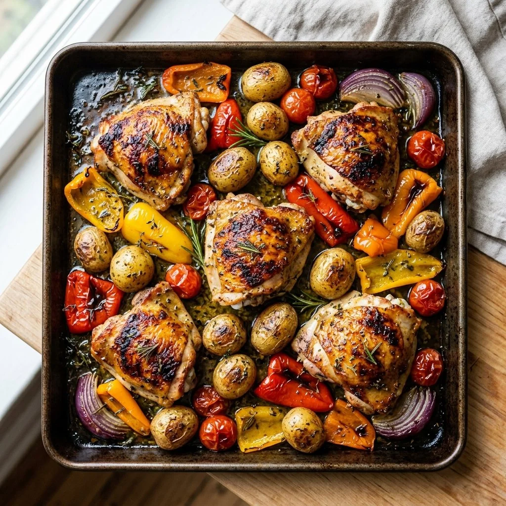 Sheet Pan Chicken with vegetables for a quick and easy dinner