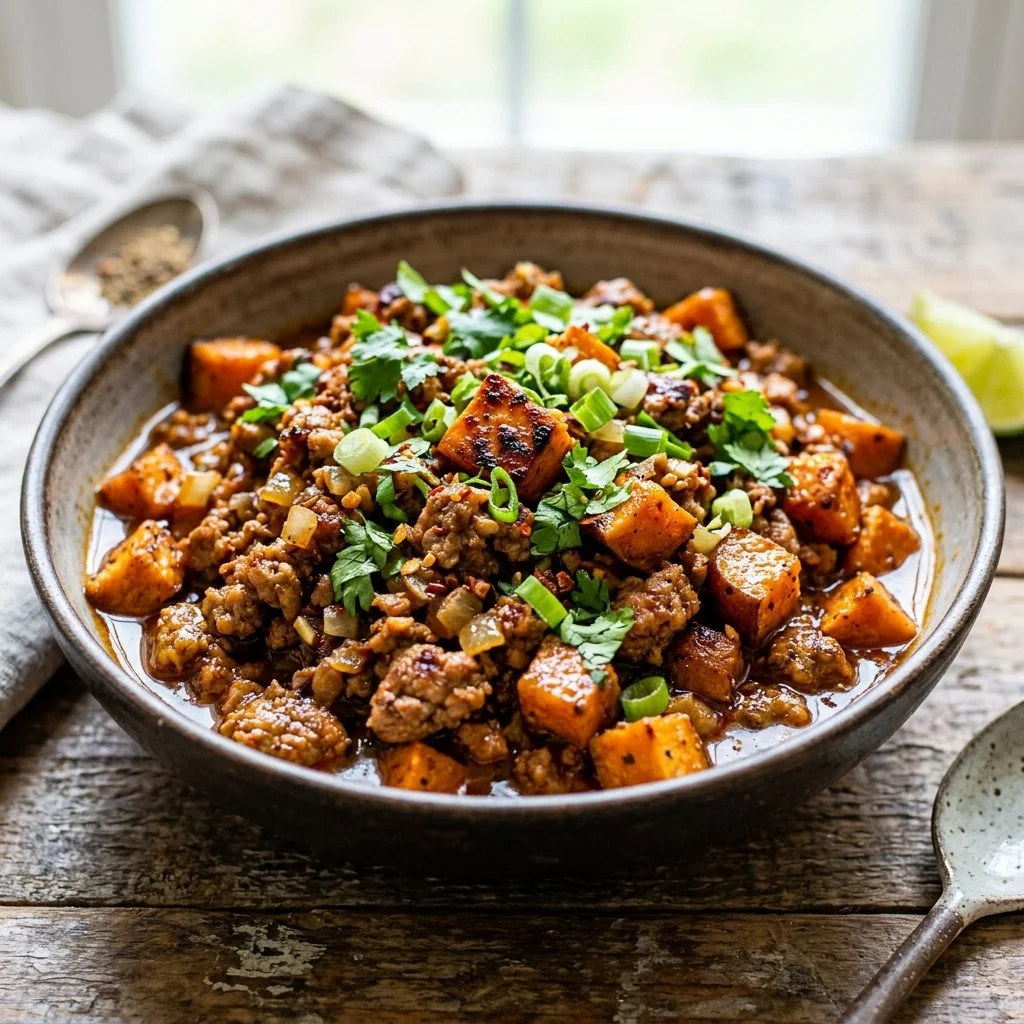 Healthy sweet potato ground turkey bowls recipe