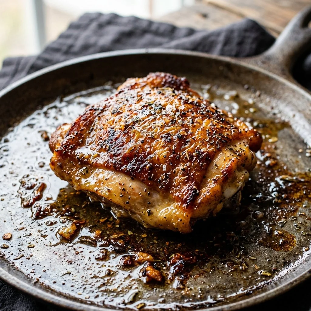 Delicious baked chicken thighs ready to serve
