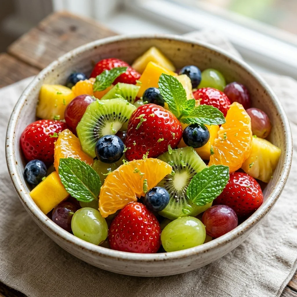 Colorful Honey Lime Fruit Salad with fresh fruits and a zesty lime dressing