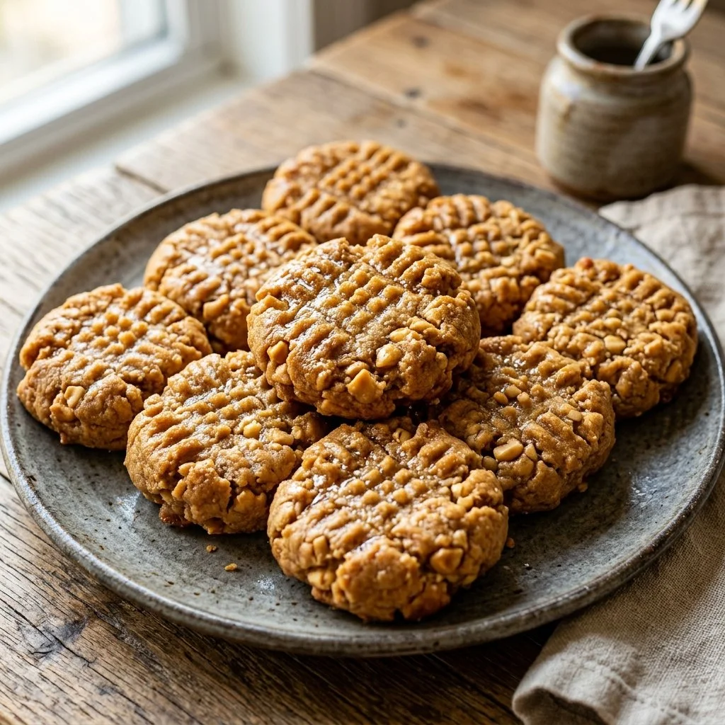 Delicious homemade peanut butter cookies on a plate