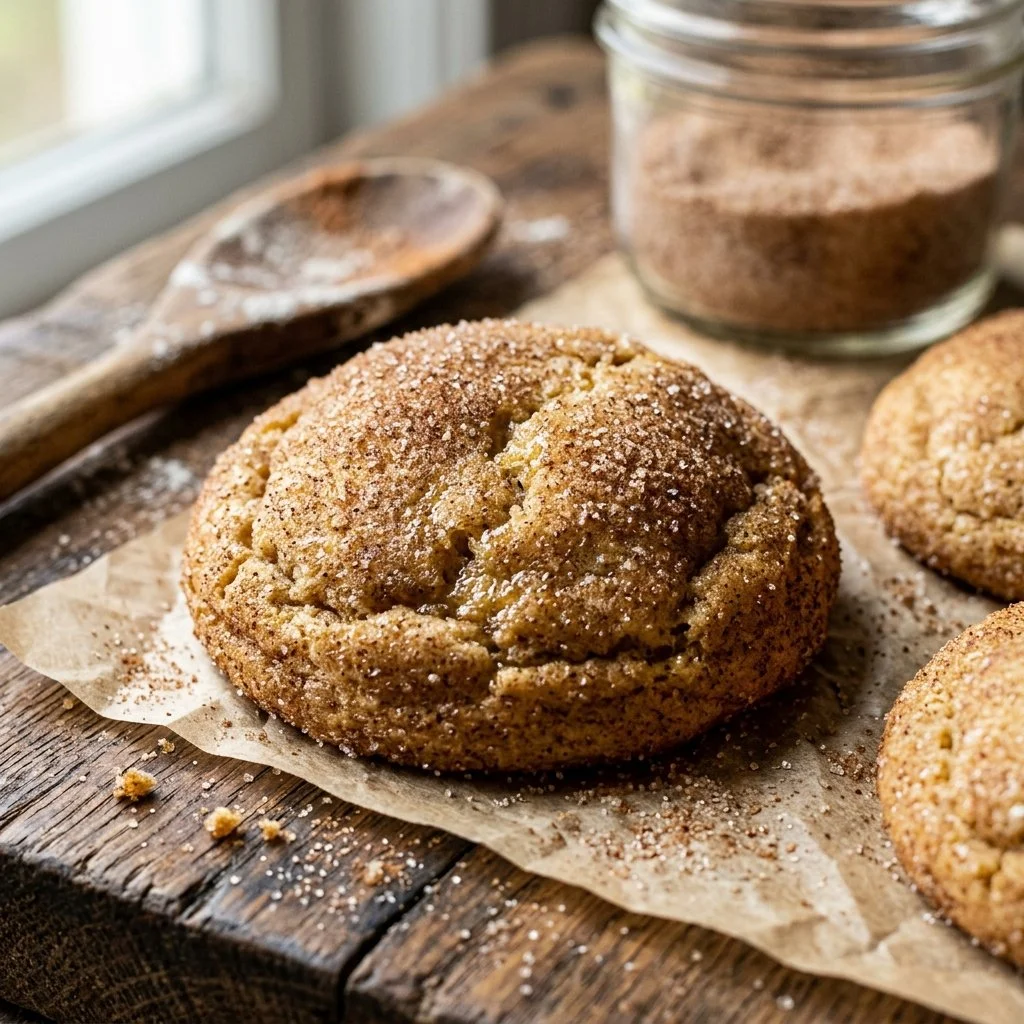 Freshly baked Snickerdoodle Cookies with cinnamon-sugar topping