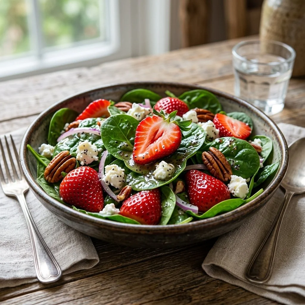 Delicious Strawberry Spinach Salad with fresh ingredients