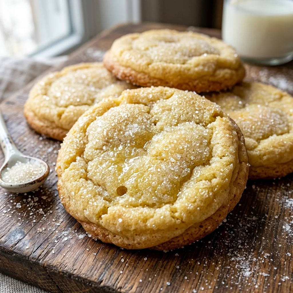 Freshly baked sugar cookies with colorful sprinkles on a plate.